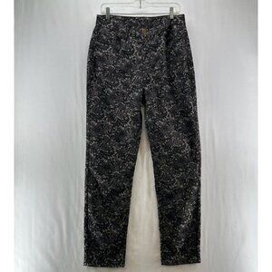 Bedford Fair Pants Women Size 10 Embroidered Lace Jacquard Straight Leg Black